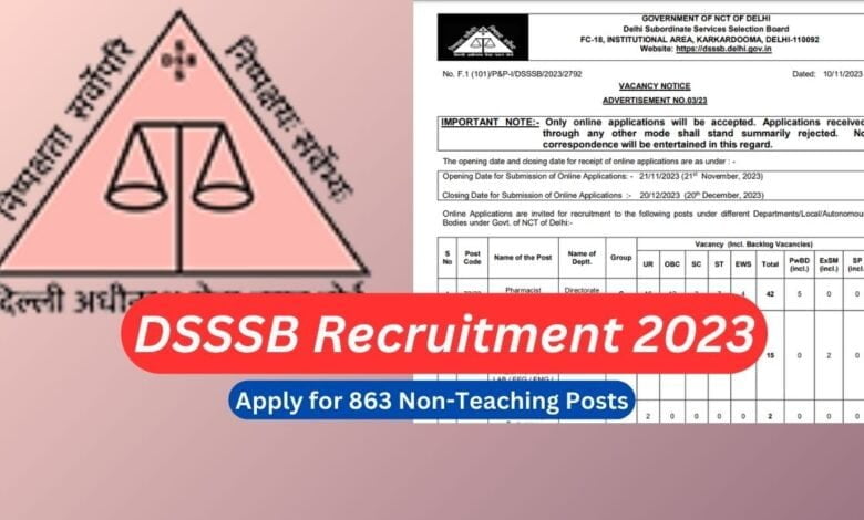 DSSSB Recruitment 2023 Notification