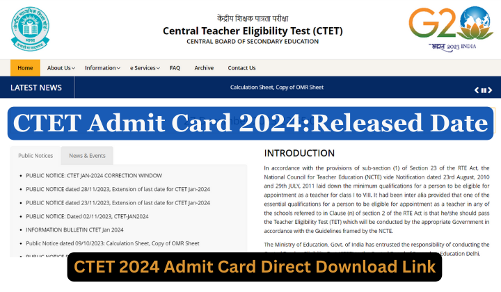 CTET Admit Card 2024